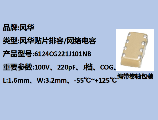 風華貼片排容6124,COG,J檔,220pF,100V